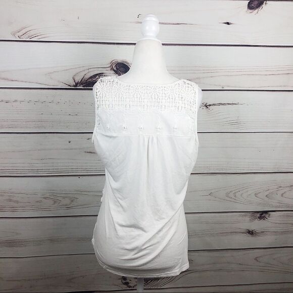Solitaire Anthropologie White Embroidered Tank Top - Picture 8 of 8